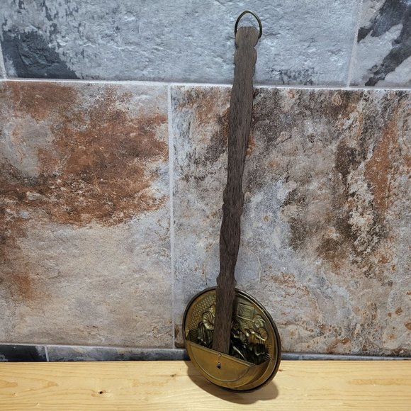 VTG Brass Wall Pocket Brass Match Holder Pub Scene Decorative Wall Plate - Picture 3 of 13